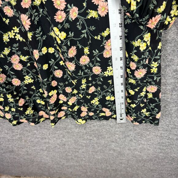 Lands' End Dress Women 2P Petite Black Floral Shift Short V-Neck Long Sleeve - Picture 5 of 7